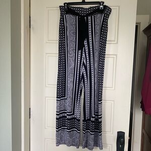 INC International Concepts Black and White Wide Leg Pants